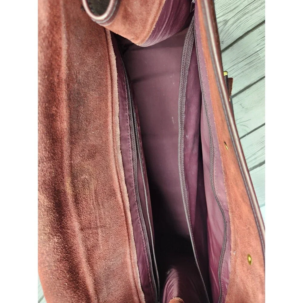 Hartmann Tweed Burgundy Leather Briefcase Attache Case Tote Overnight Bag Travel